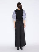 Solid Color T-Shirt with Long Striped Puff Sleeve TOP Gracia Fashion 