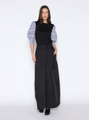 Solid Color T-Shirt with Long Striped Puff Sleeve TOP Gracia Fashion 