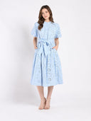 Solid Lace A-Line Dress with Balloon Sleeves DRESS Gracia Fashion 