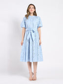 Solid Lace A-Line Dress with Balloon Sleeves Gracia Fashion Solid Lace A-Line Dress with Balloon Sleeves Gracia Fashion