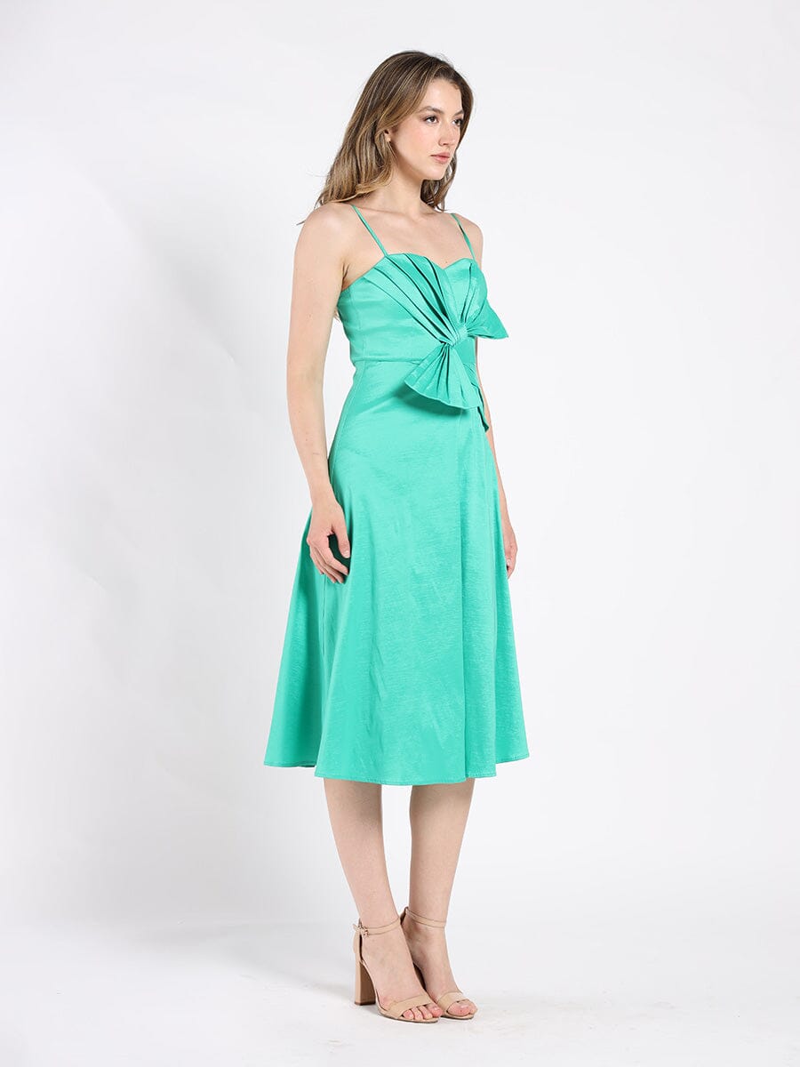Spaghetti Strap Bow Detailed Midi Dress DRESS Gracia Fashion GREEN S 