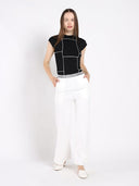 Spangle Detail on The Waist Pants SET Gracia Fashion 