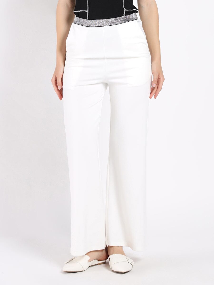 Spangle Detail on The Waist Pants SET Gracia Fashion WHITE S 