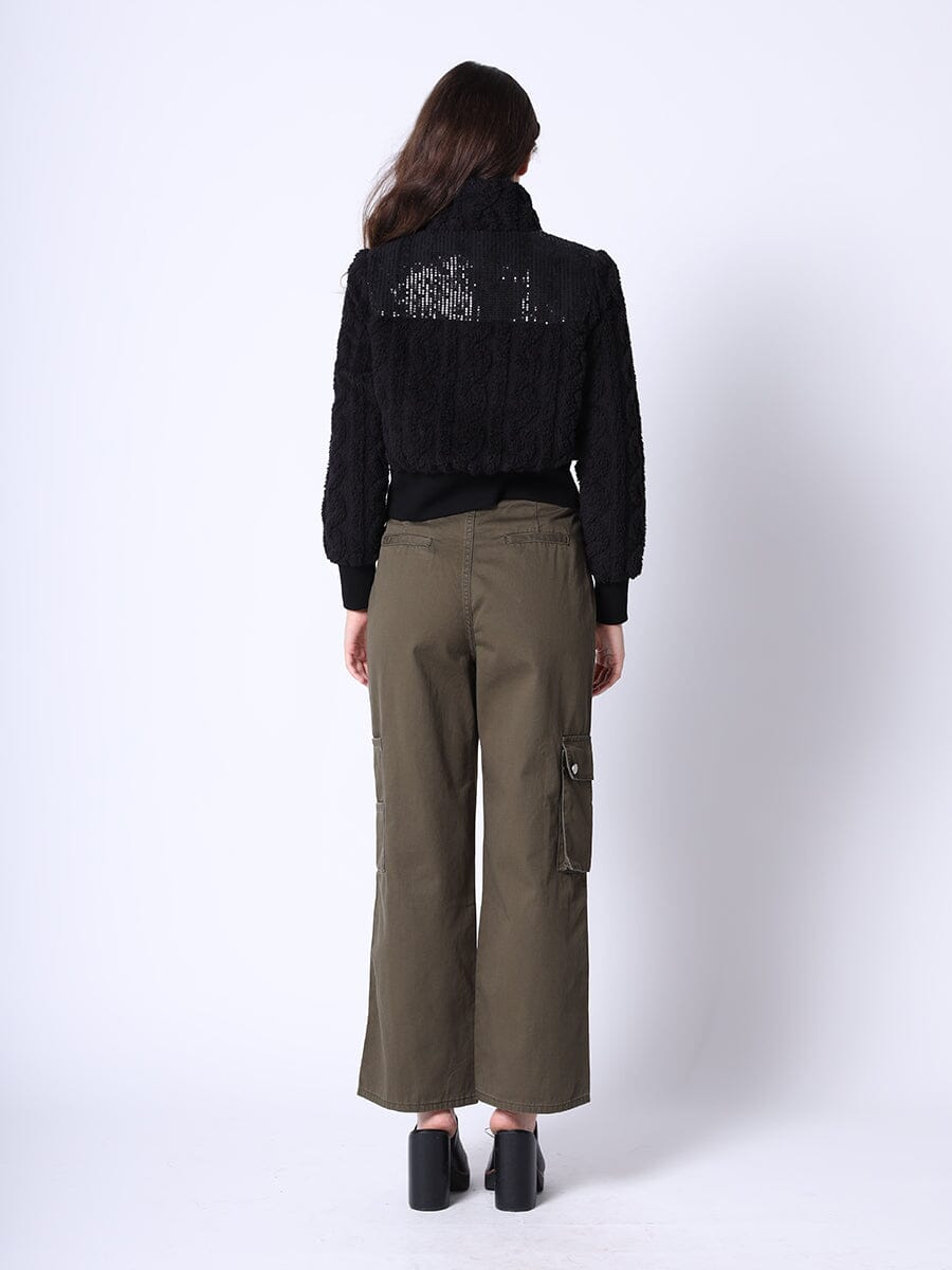 Spangle Yoke High-Neck Shearing Jacket JACKET Gracia Fashion 