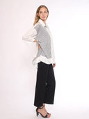 Square Print 3/4 Sleeve Unbalance Top TOP Gracia Fashion 