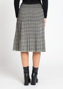 Square Printed A-Line Flare Midi Knit Skirt SKIRT Gracia Fashion 