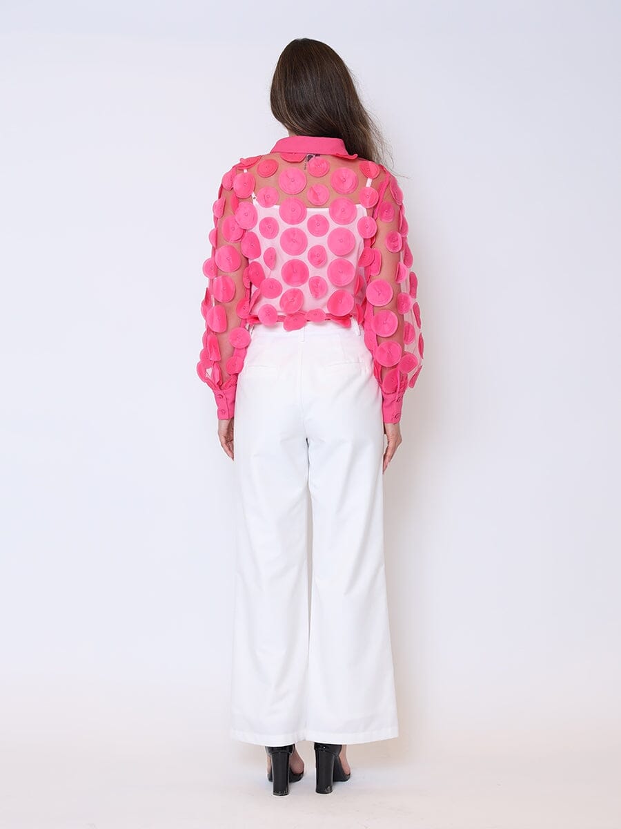 Statement Collar Puff Sleeve Button Down Top TOP Gracia Fashion 