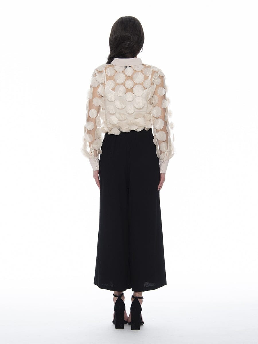 Statement Collar Puff Sleeve Button Down Top TOP Gracia Fashion 