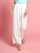 Straight Fit Casual Pants SET Gracia Fashion WHITE S 