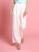 Straight Fit Casual Pants SET Gracia Fashion WHITE S 