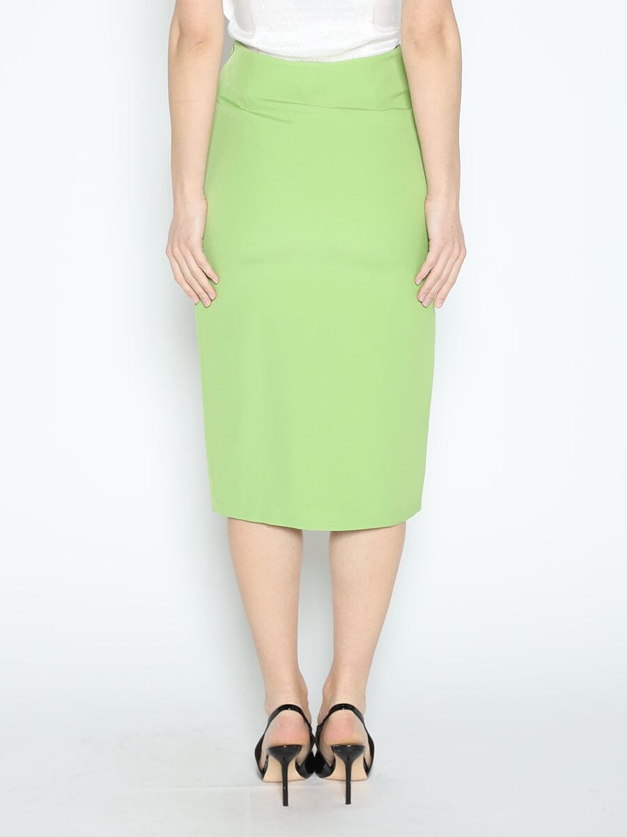 Strap Waist Detail Slit Midi H-Line Skirt SKIRT Gracia Fashion 