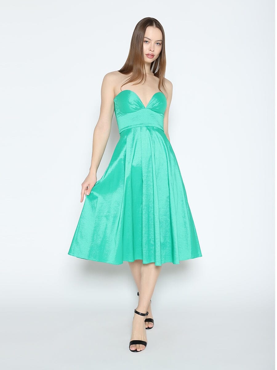 Strapless Dress with Sweetheart Neckline DRESS Gracia Fashion GREEN S 