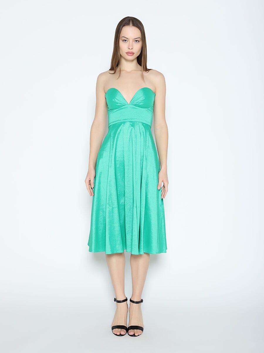 Strapless Dress with Sweetheart Neckline DRESS Gracia Fashion GREEN S 