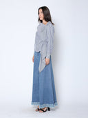 Stripe Long Sleeve Runway Tie Top TOP Gracia Fashion 