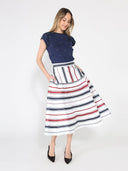 Stripe Pattern A-Line Skirt SKIRT Gracia Fashion 