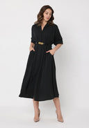 Stripe Pattern Dolman Sleeve Front Button Down Dre DRESS Gracia Fashion 