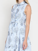 Stripe print sleeveless front tie dress DRESS Gracia Fashion 