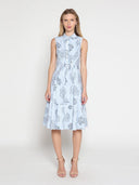 Stripe print sleeveless front tie dress DRESS Gracia Fashion L/BLUE S 