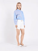 Striped Button-Up Shirt With An Asymmetric Pattern TOP Gracia Fashion 