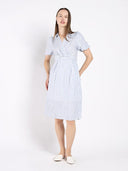 Striped v collar neck dress DRESS Gracia Fashion 