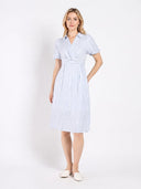 Striped V Collar Neck Dress DRESS Gracia Fashion 