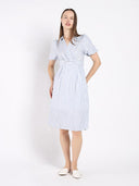 Striped V Collar Neck Dress DRESS Gracia Fashion 