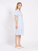 Striped V Collar Neck Dress DRESS Gracia Fashion 