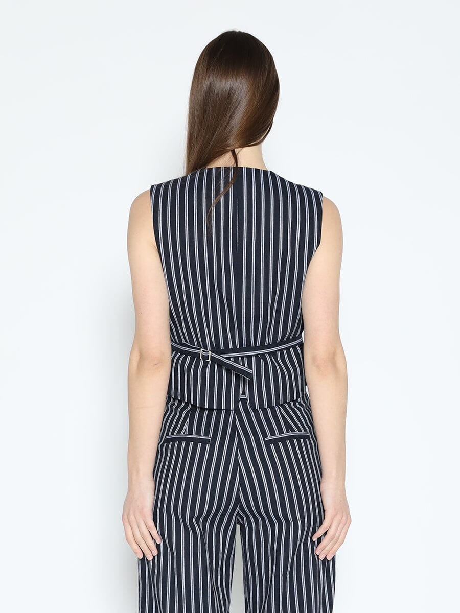 Striped V-Neck Button Down Westcoat VEST Gracia Fashion 