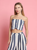 Stripped Tube Top TOP Gracia Fashion WHITE/BLUE S 