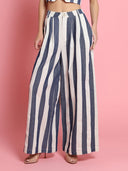 Stripped wide leg pant PANTS Gracia Fashion WHITE/BLUE S 