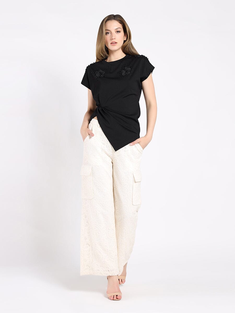 T-Shirt with Drape Front TOP Gracia Fashion 