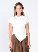 T-Shirt with Drape Front TOP Gracia Fashion WHITE S 