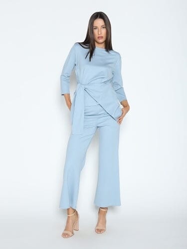 Thick Long Sleeve Shirt with Waist Tie SET Gracia Fashion 