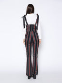 Tie-Shoulder Wide Leg Striped Overall Jumpsuit JUMPSUIT Gracia Fashion 