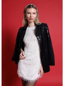 Tinsel Fringe Style mini dress DRESS Gracia Fashion CREME S 