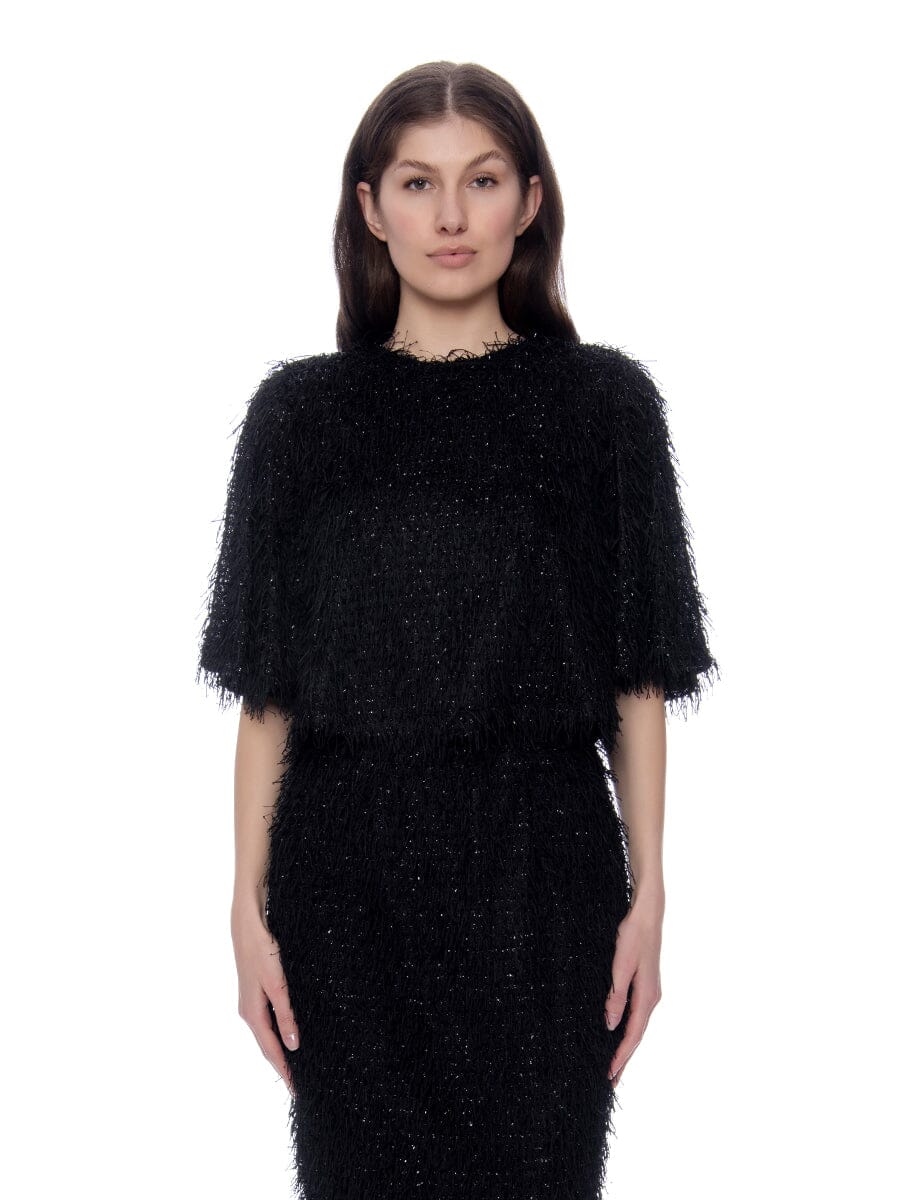 Tinsel Style Bell Sleeve Top TOP Gracia Fashion BLACK S 