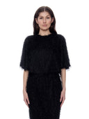 Tinsel Style Bell Sleeve Top TOP Gracia Fashion BLACK S 