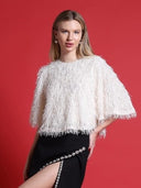Tinsel Style Bell Sleeve Top TOP Gracia Fashion CREME S 