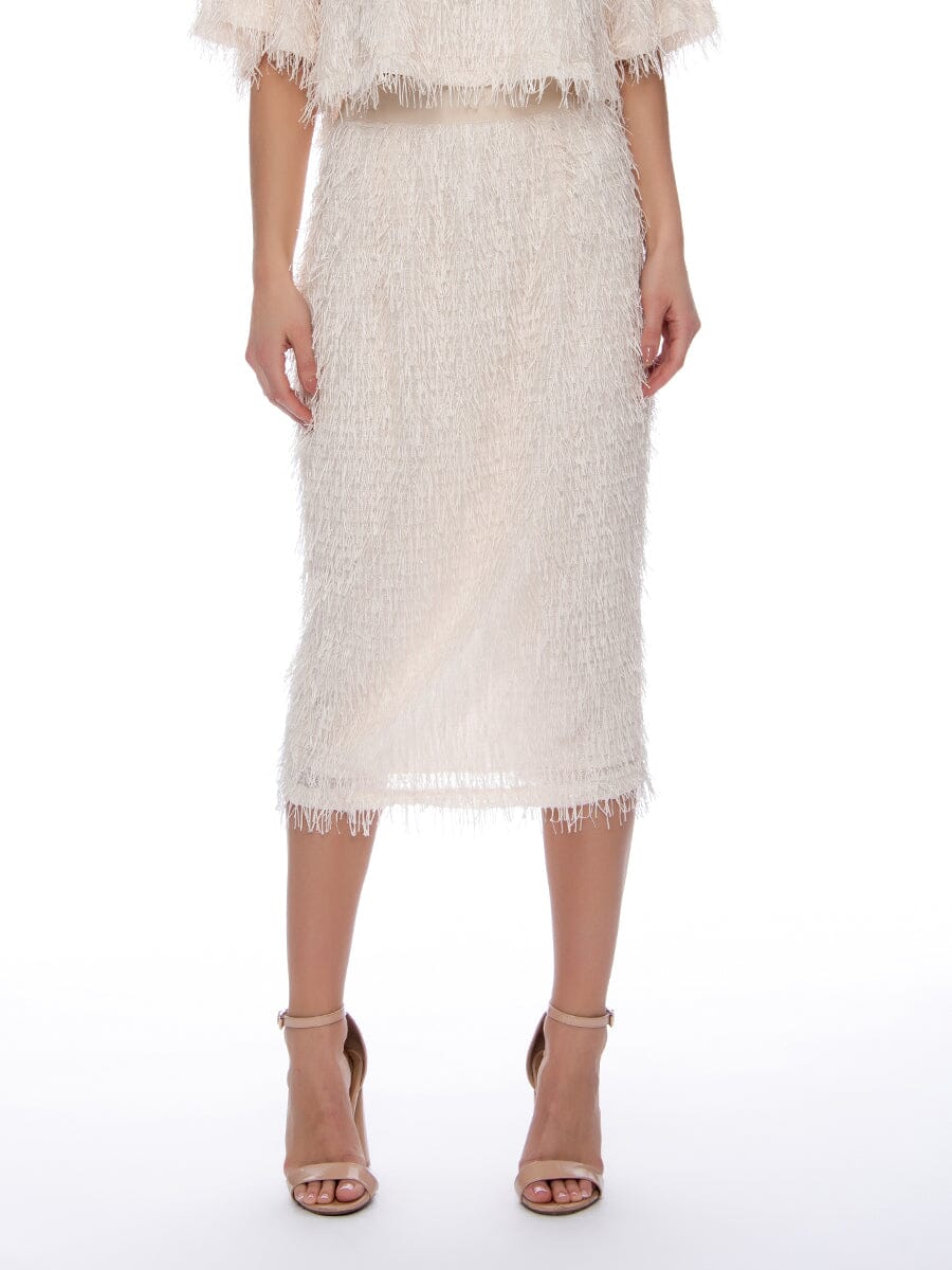 Tinsel Style Pencil Skirt SKIRT Gracia Fashion CREME S 