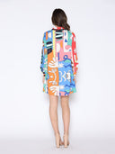 Tribal Print Pearl Button-Down Shirt Dress DRESS Gracia Fashion 