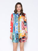 gracia shirt dress Zippered Denim Shirt Dress Denim / M