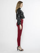 Triple Leather Ruffle Top TOP Gracia Fashion 
