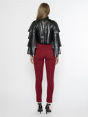 Triple Leather Ruffle Top TOP Gracia Fashion 