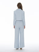 Tweed Buckel Belted Wide-Leg Suit Pants PANTS Gracia Fashion 