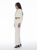 Tweed Buckel Belted Wide-Leg Suit Pants PANTS Gracia Fashion 