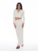 Tweed Collared Flap Detail Button Cropped Jacket JACKET Gracia Fashion 