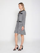 Tweed Front Button Open Long Sleeve Dress DRESS Gracia Fashion 