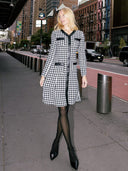 Tweed front button open long sleeve dress DRESS Gracia Fashion 