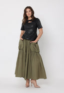 Twisted Knot Neck Short Sleeve Pleather Top TOP Gracia Fashion 