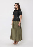 Twisted Knot Neck Short Sleeve Pleather Top TOP Gracia Fashion 